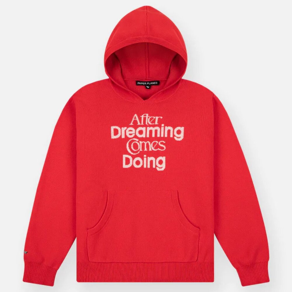 Paper Planes Birdseye Hoodie Safety Orange After Dreaming Comes Doing - Medium